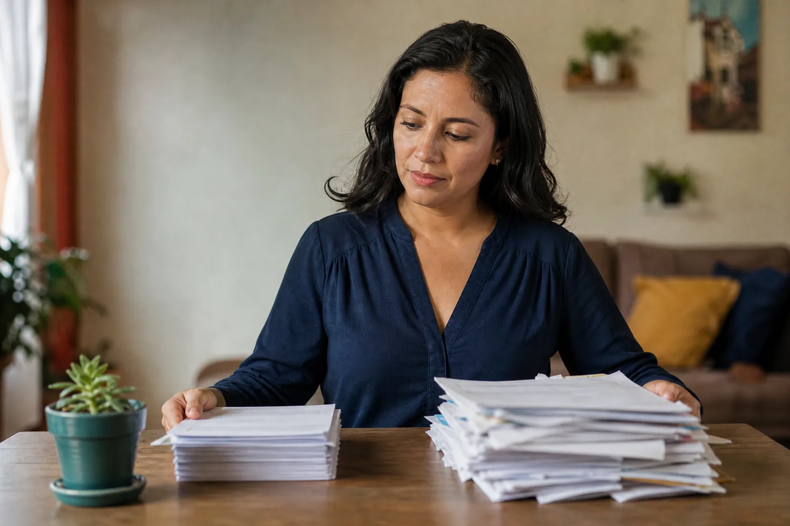 Comparando dos pilas de documentos